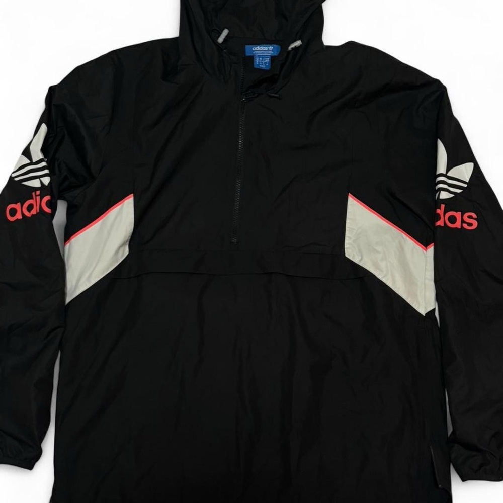 Adidas women’s Black Windbreaker with Red and White Accents